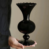 Medieval Black Nitrate Glass Vintage Vase