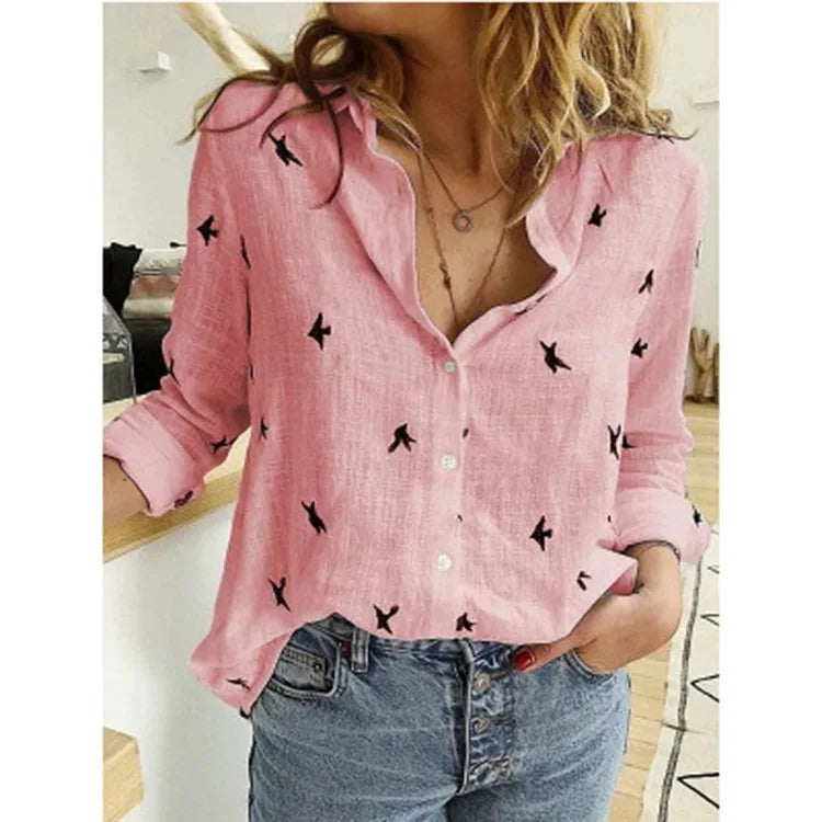 Elegant Cotton Linen Women Shirts
