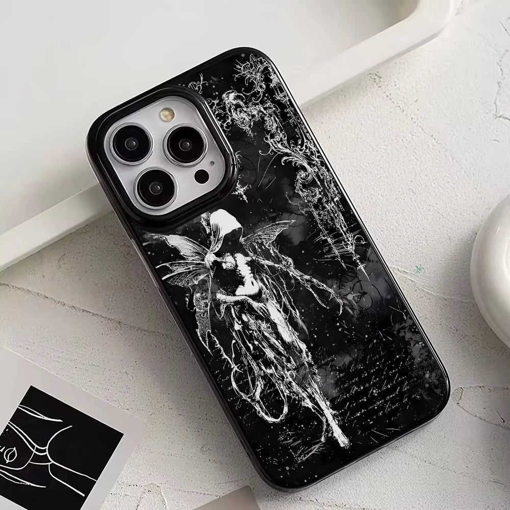 Retro Gothic Angel Black iPhone Cases