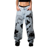 Y2K Casual High Waist Anime Jeans