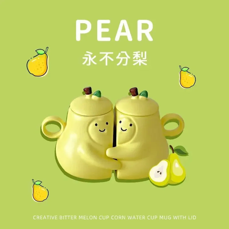 Pair of Pear-Shaped Couple Mugs