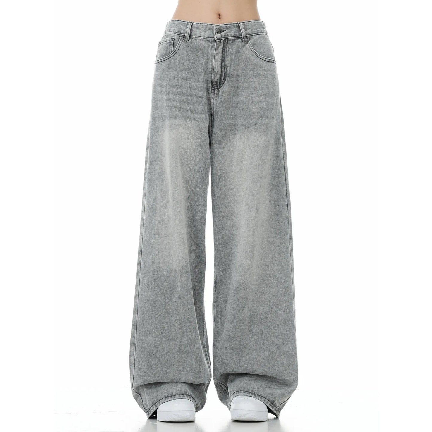 Washed Denim Wide Leg Jeans