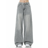 Washed Denim Wide Leg Jeans