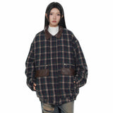 Karierte Windbreaker-Jacke aus Wolle für Damen