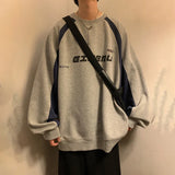 Colorblock Oversized Letter Print Sweatshirt