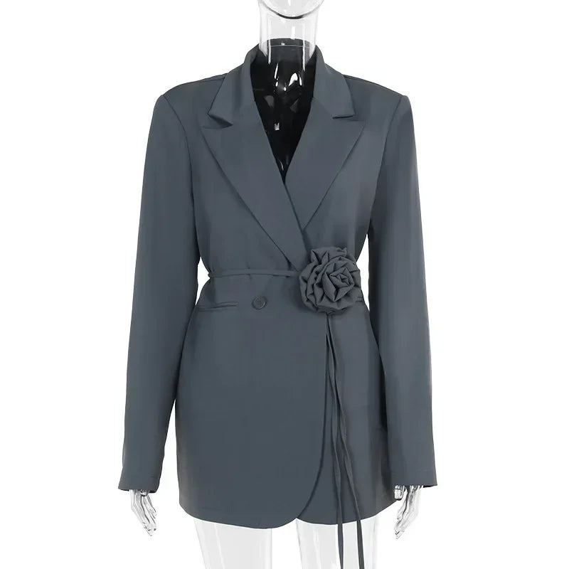 Corporate Girl Belted Rose Mini Dress