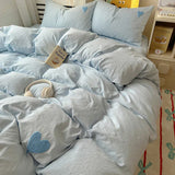 Korean Solid Color Heart Bedding Set