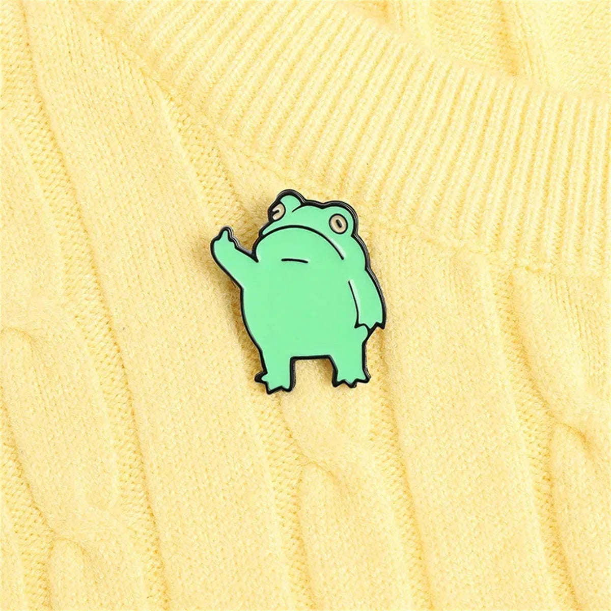 Middle Finger Frog Alloy Brooch