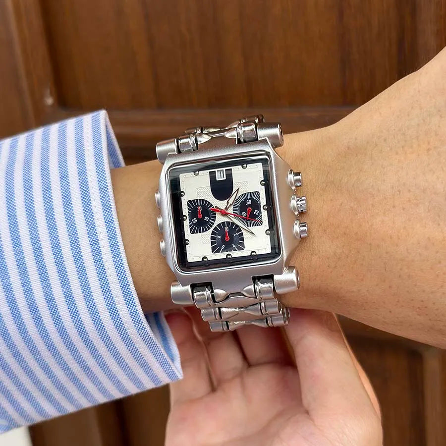 Y2K Retro Stainless Steel Band Sports Wristwatch
