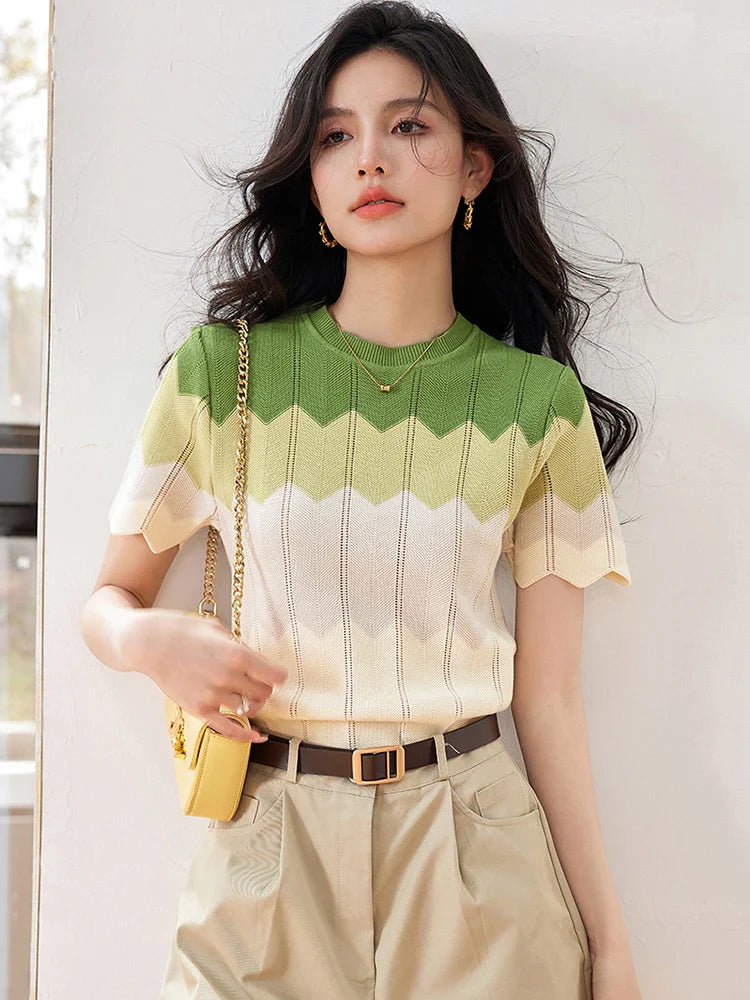 Chic Korean Knitted Short Top