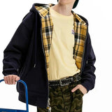 Double Sided Plaid Vintage Zip Hoodie