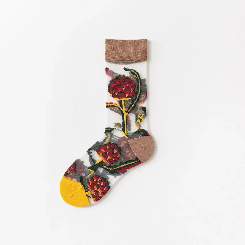 Summer Floral Crew Neck Socks