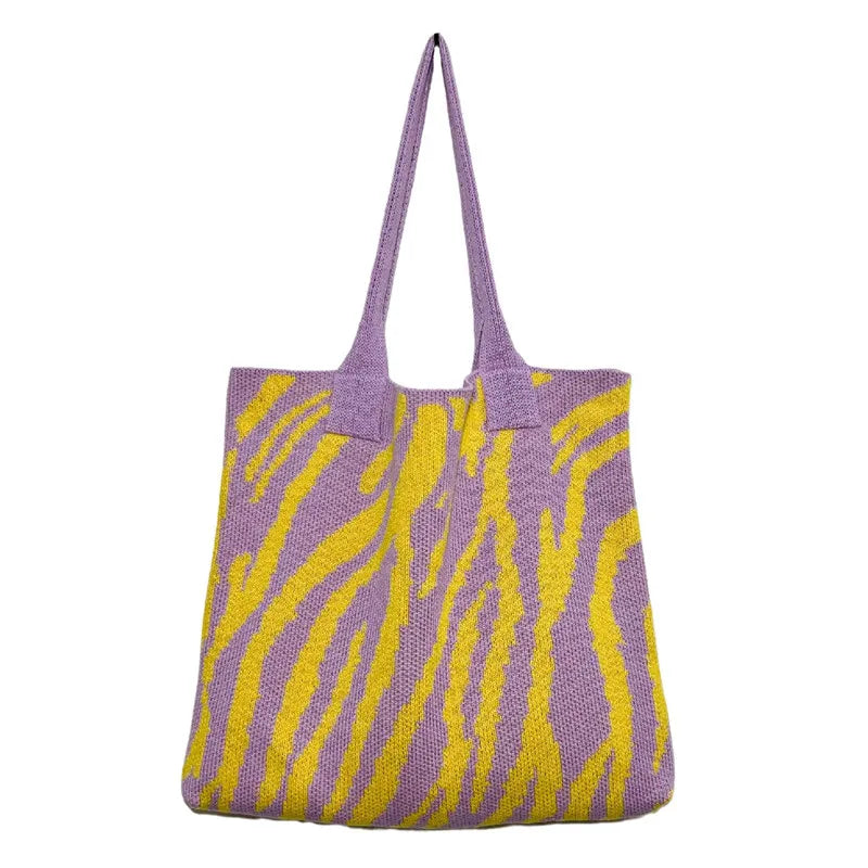 Bolso de ganchillo con estampado de cebra vintage
