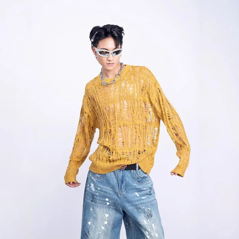 Y2K Vintage Threaded Ripped Sweater