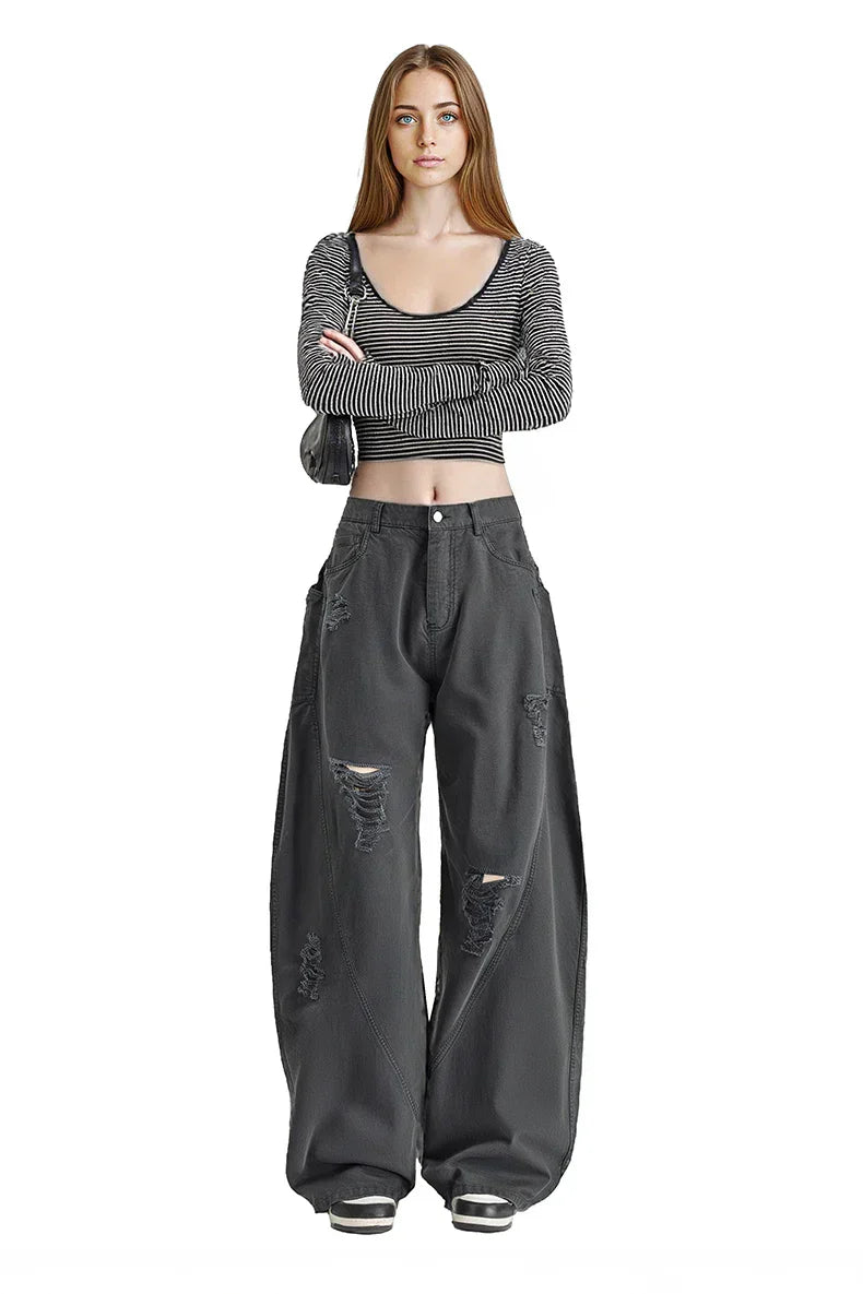 Vintage Distressed Gray Cargo Pants