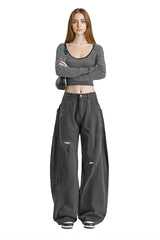Vintage Distressed Gray Cargo Pants