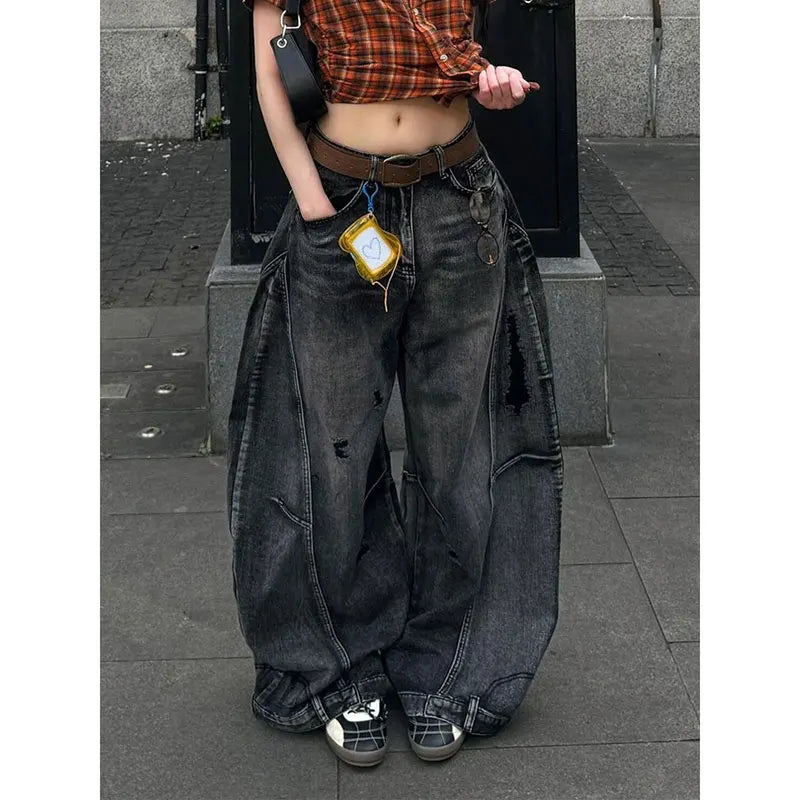 Edgy Streetwear Wide Leg Jeans