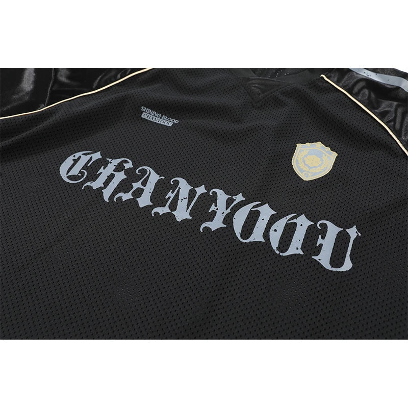 Breathable Spliced Letter Patchwork T-Shirt