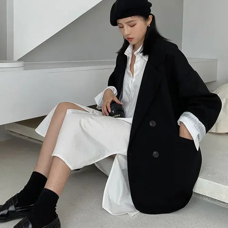 Vintage Loose Women Solid Blazer