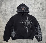 Sudadera con capucha grande lavada negra estilo gótico revival