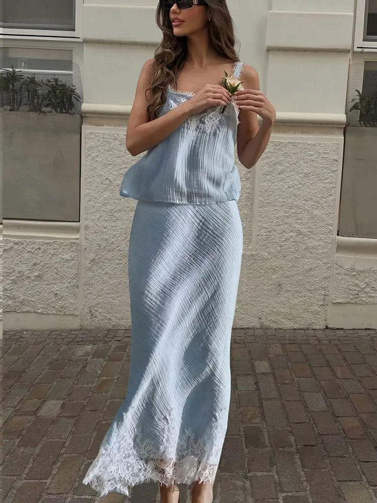 Old Money Women's Blue Halter Beach Set