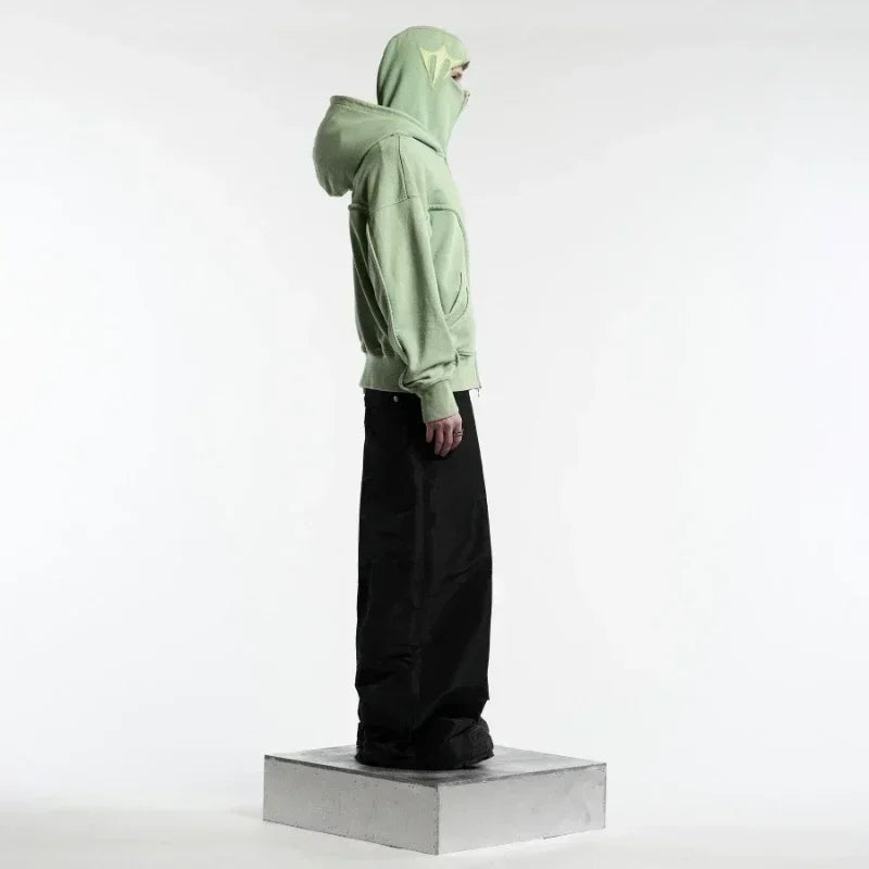 Vintage Zip-Up Oversized Hoodie Sweatshirt