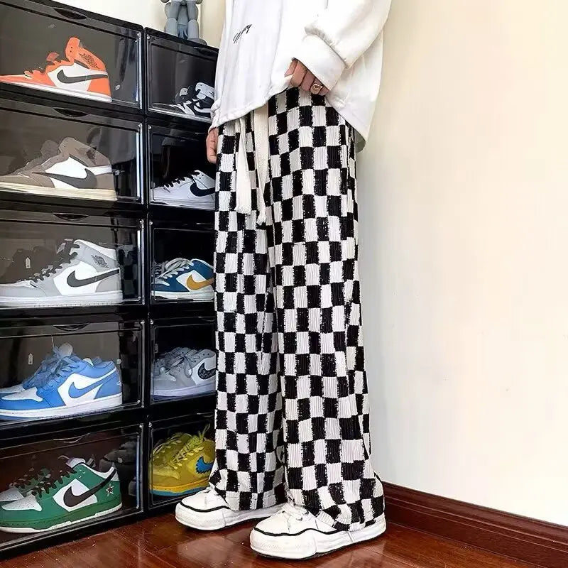 Y2K Checkered Black Pants