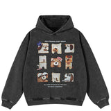 Oversized Toast Dogs Black Washed Hoodie