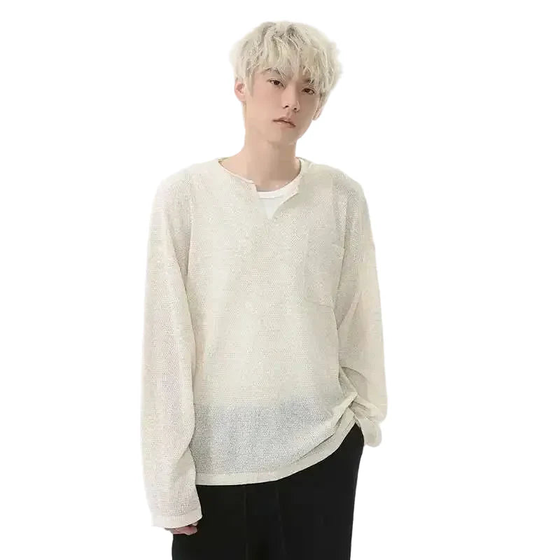 Camiseta coreana con cuello de pico elegante
