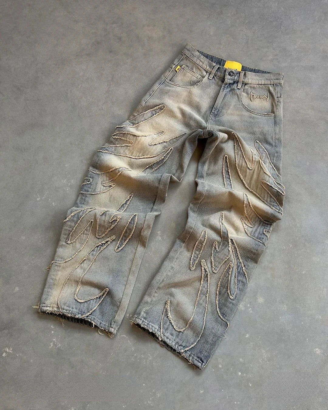 Retro Patchwork High Waist Jeans