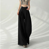 Schwarze High-Waist-Hose mit weitem Bein