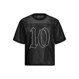 Double Sided Letter Print Mesh T-Shirt