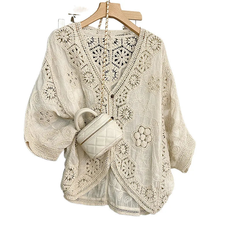 Handmade Romantic Floral Crochet Cardigan