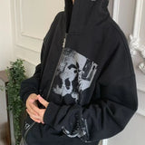 Gothic Punk Zipper Black Hoodie