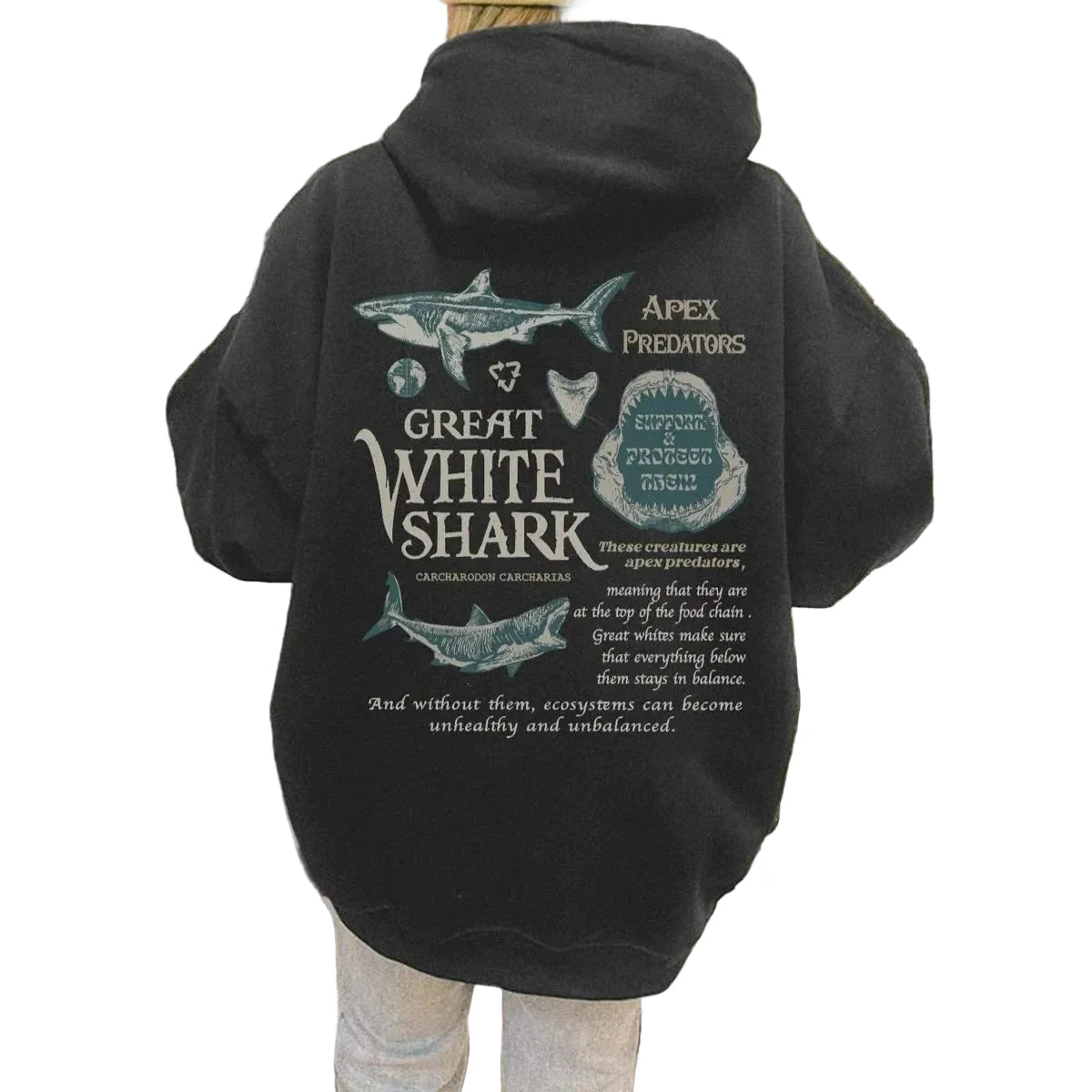 Fishing Sharks Enthusiast Oversized Hoodie