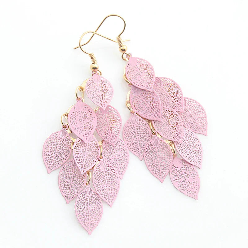 Vintage Hollow Leaves Shiny Earrings
