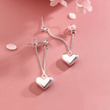 Elegant Silver Heart Drop Earrings
