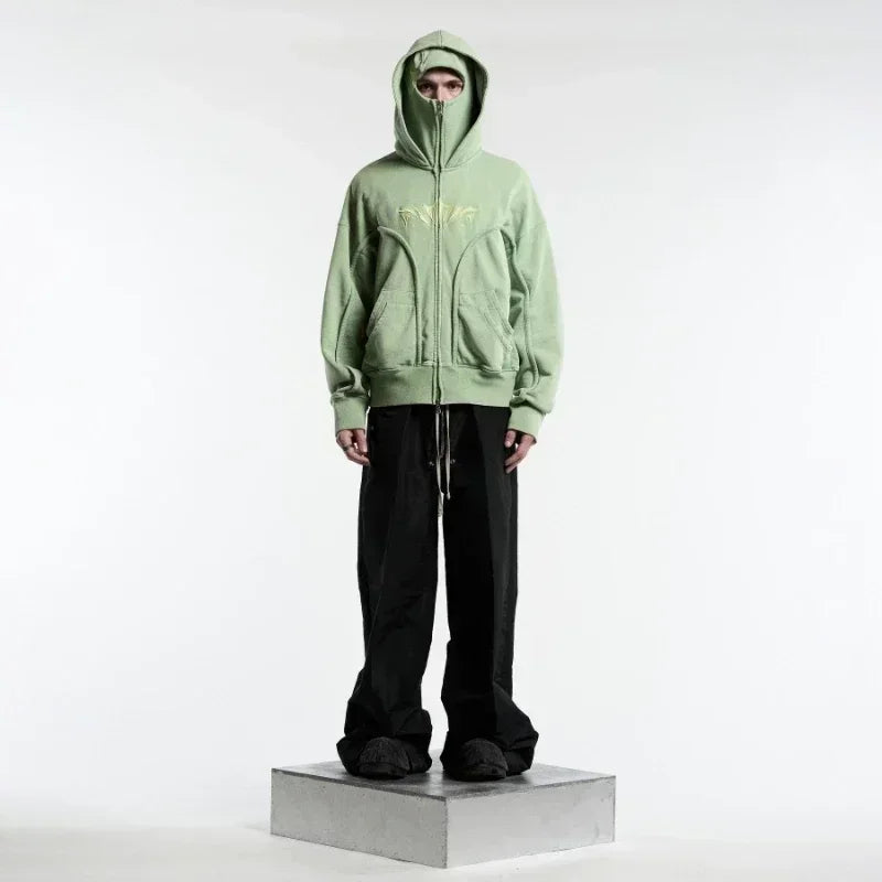 Vintage Zip-Up Oversized Hoodie Sweatshirt