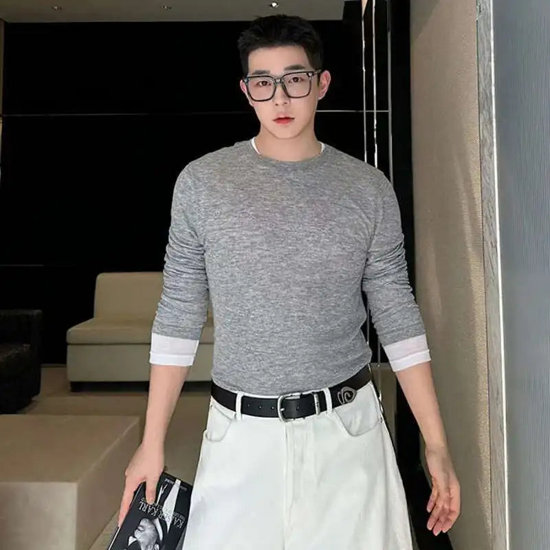 Contrast Color Patchwork O-Neck T-Shirt