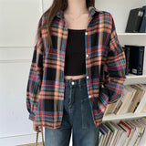 Oversized-Tartan-Jacken-T-Shirt mit Kragen