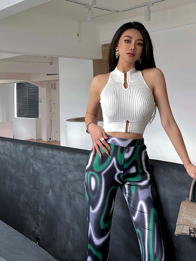 Baddie High Neck Knitted Crop Top