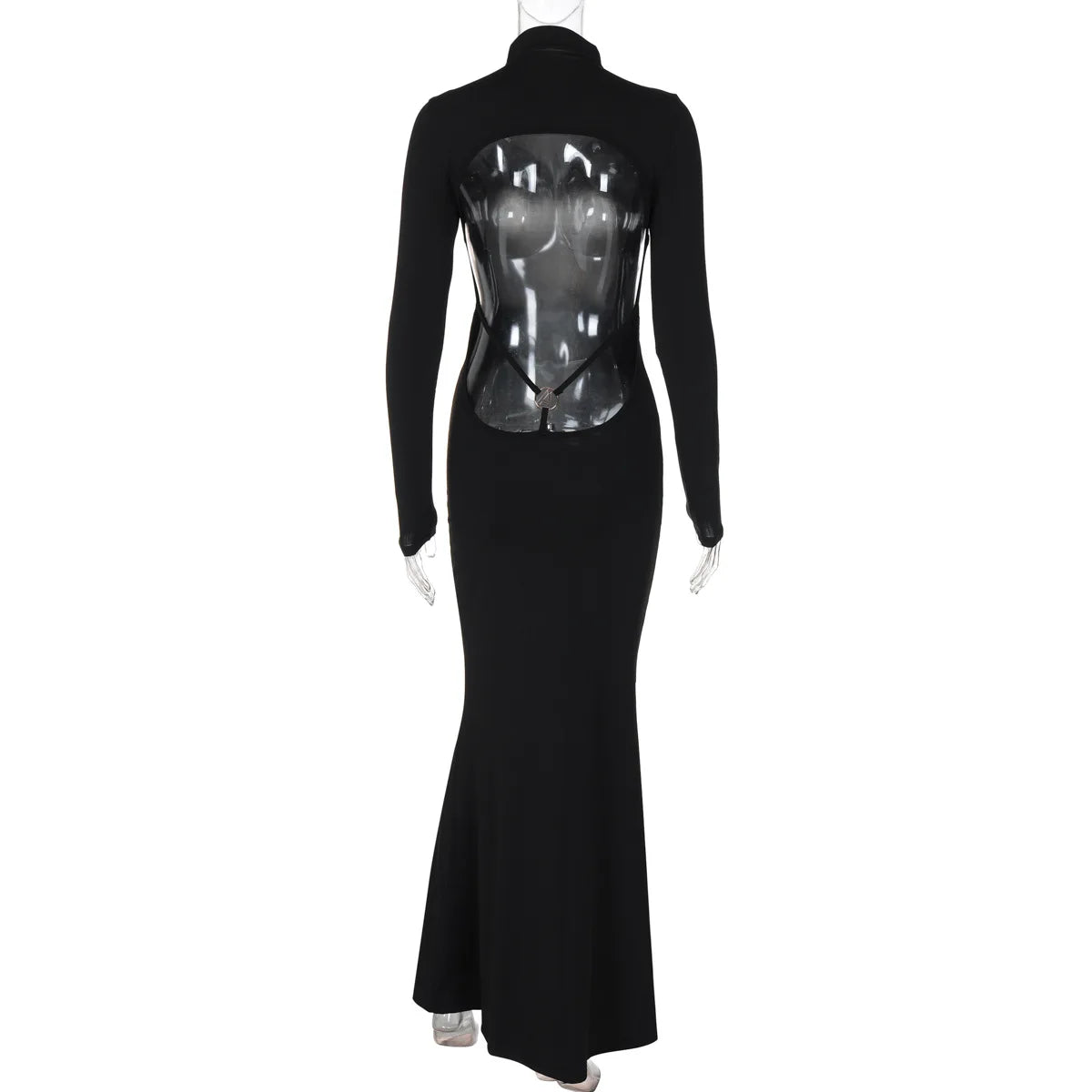 Sexy Backless Long Sleeve Maxi Dress