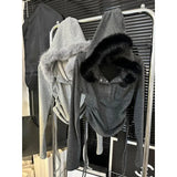 Faux Fur Patchwork Hooded Shirt