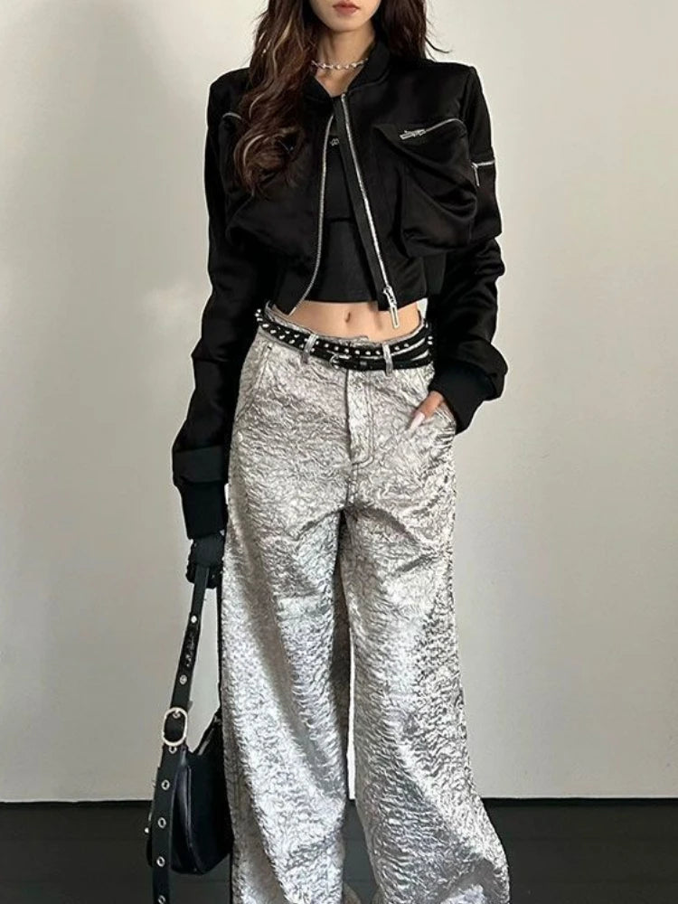 Motorcycle Cropped Biker Cropped Windbreaker Jacket