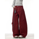 Jeans rectos rojos de cintura alta
