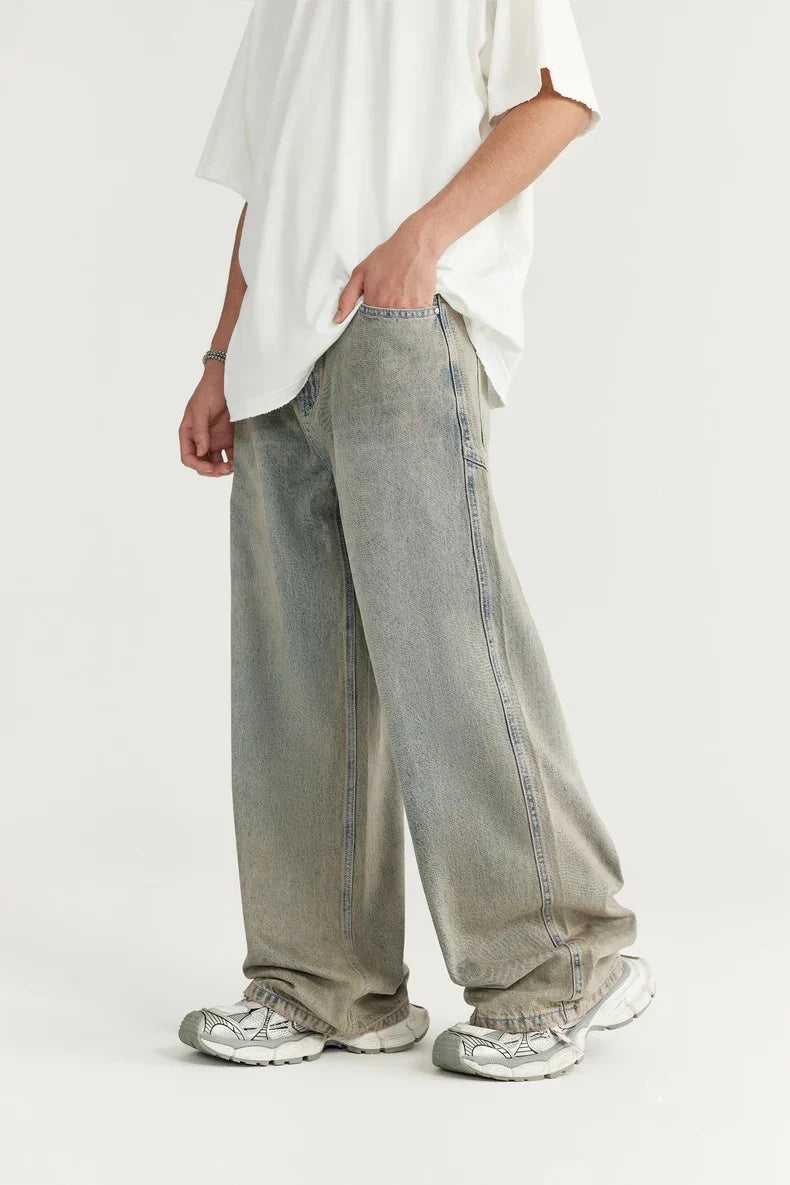Oversized Irregular Stitching Wide Jeans
