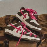 Retro Kreuzmuster Skater-Schul-Sneakers