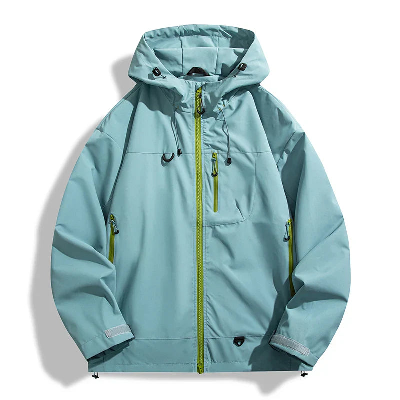 Solid Color Waterproof High Collar Windbreaker Jacket