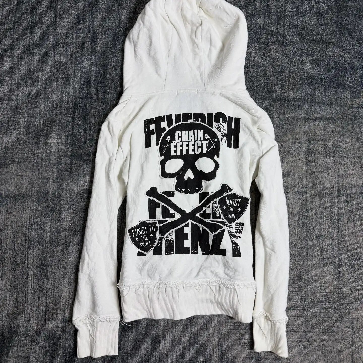 Slim Gothic White Zipper Hoodie