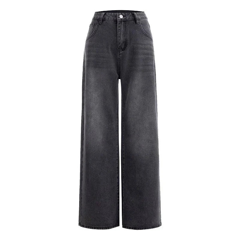 Retro Black Women's High Waist Wide Leg Jeans